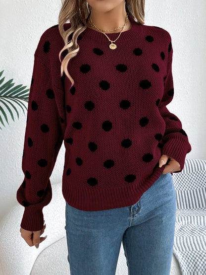 Pull Femme à Pois Bicolores – Automne & Hiver