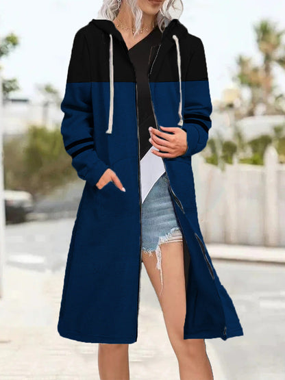 Veste Zippée Bicolore Style Décontracté