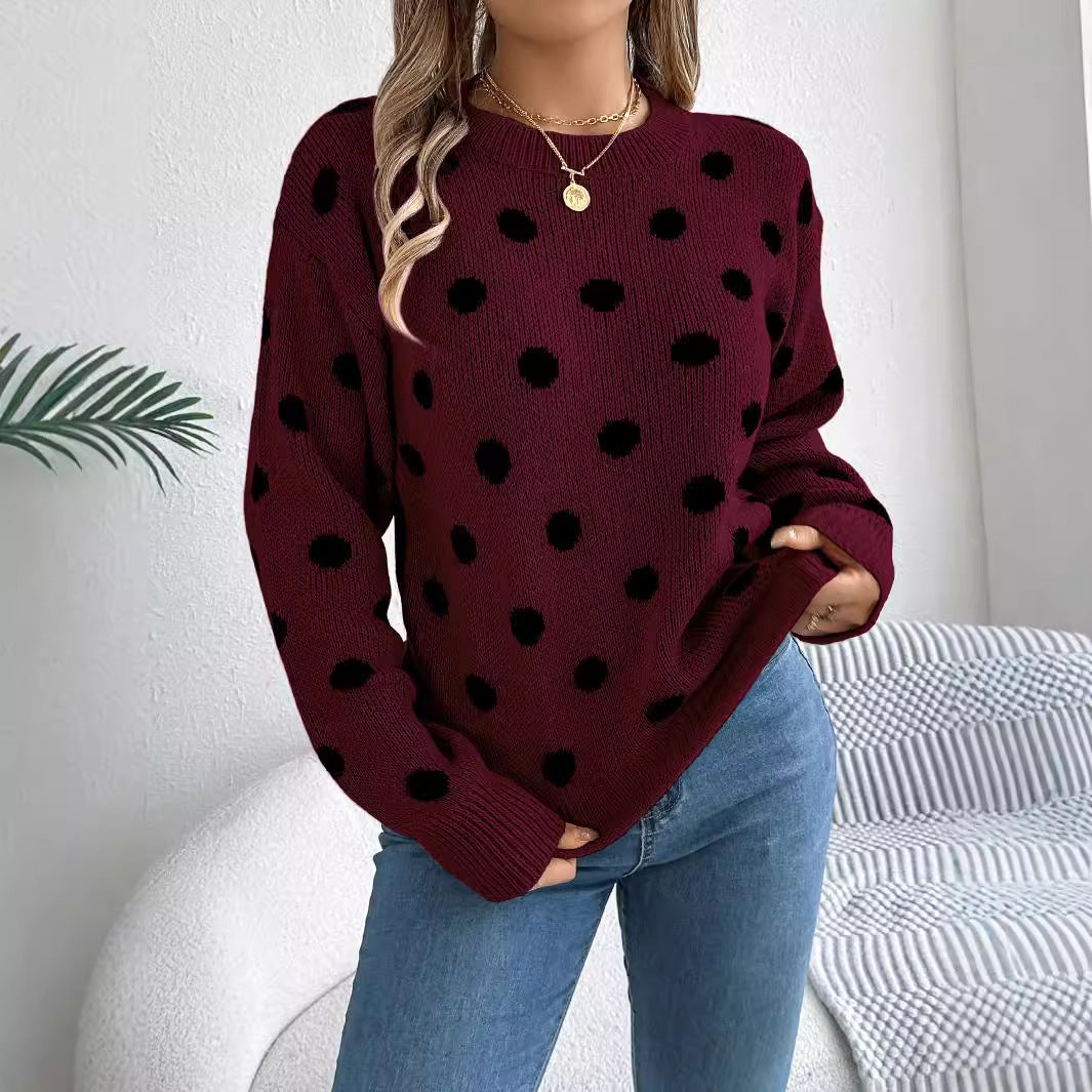 Pull Femme à Pois Bicolores – Automne & Hiver
