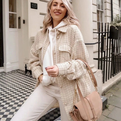 Manteau Épais à Carreaux Élégant