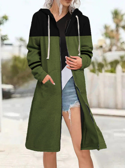 Veste Zippée Bicolore Style Décontracté