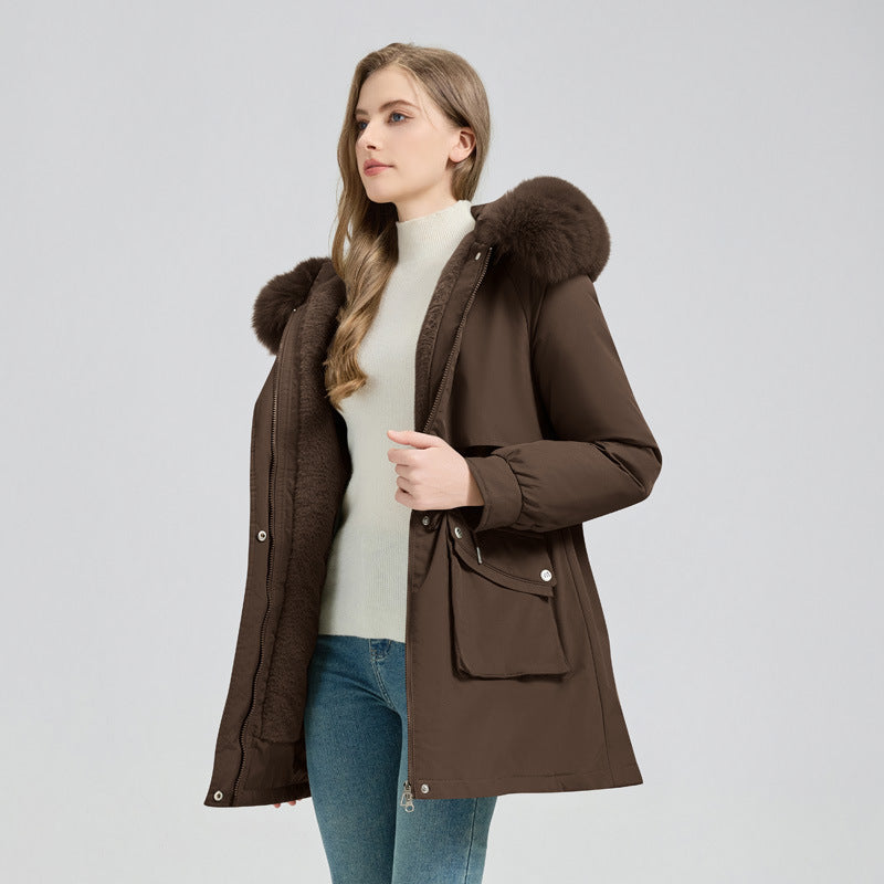 Parka Hiver Femme – Doublure Fourrure & Capuche
