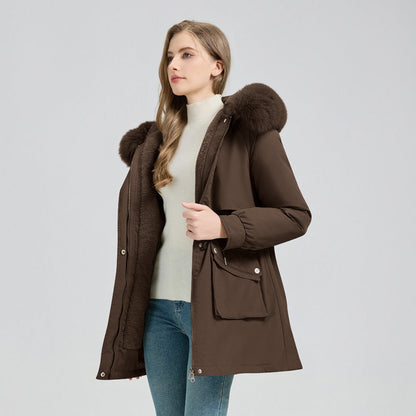 Parka Hiver Femme – Doublure Fourrure & Capuche