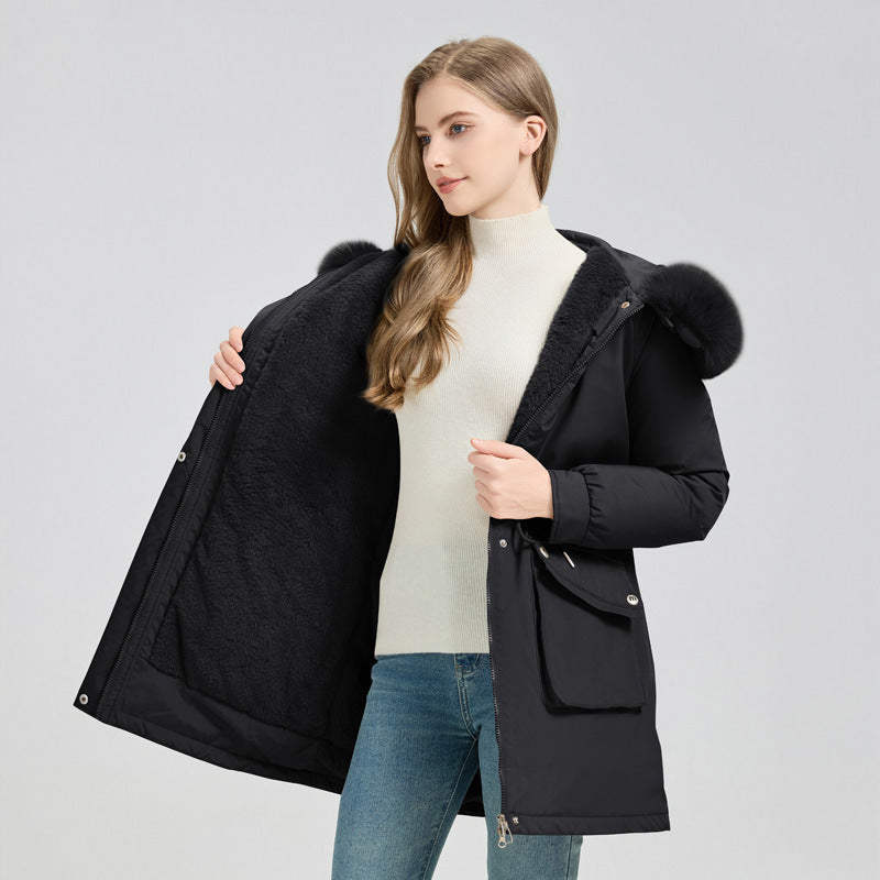Parka Hiver Femme – Doublure Fourrure & Capuche
